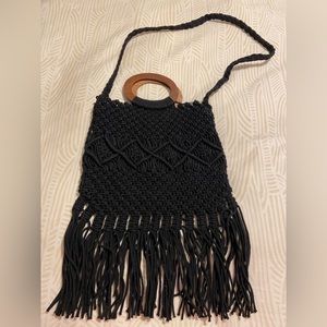 Danielle Nicole Black Fringe Bag